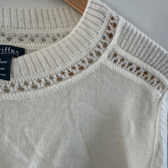 GRIFFEN
Open Stitch Trim Wool & Cashmere Sweater - Ivory - Picture 10 of 12